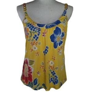 DOLCE GABBANA D&G VINTAGE YELLOW MEDIUM CHAINLINK FLORAL CAMISOLE TOP
